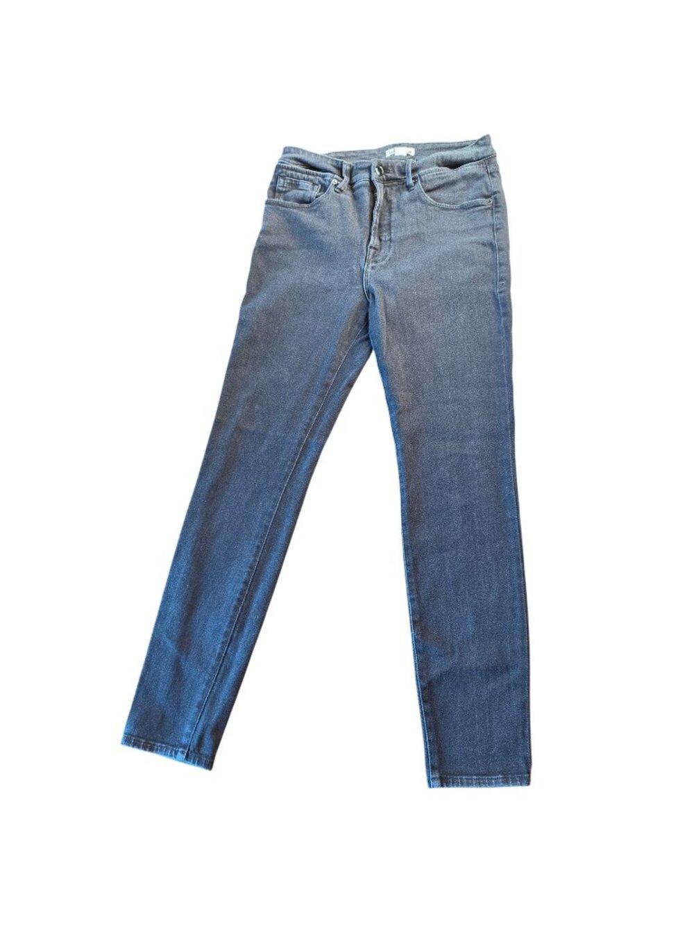 Good American Straight Leg Jeans Charcoal Gray Stretch Size 8/29 Hip Cut outs